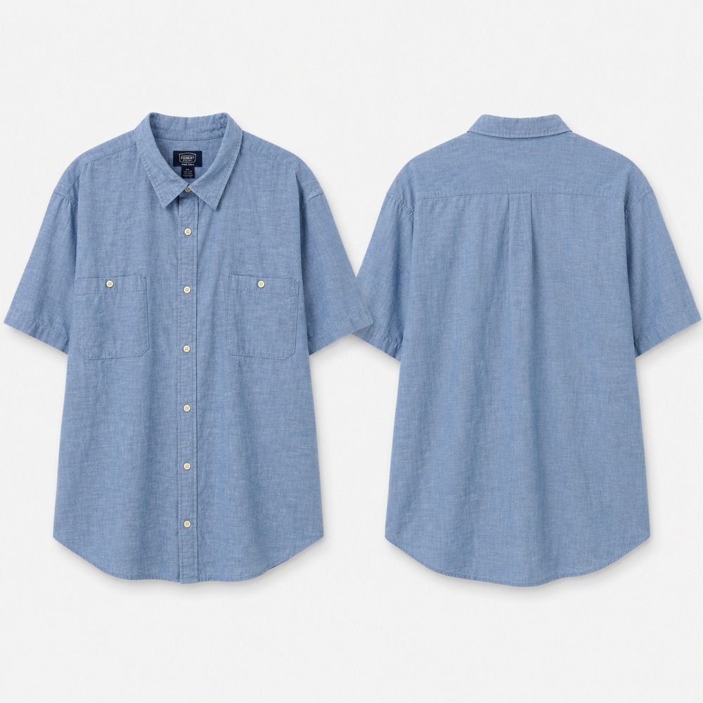 The Foundry Supply Co Shirt 4XL Blue Chambray Short Sleeve Big & Tall Button Up